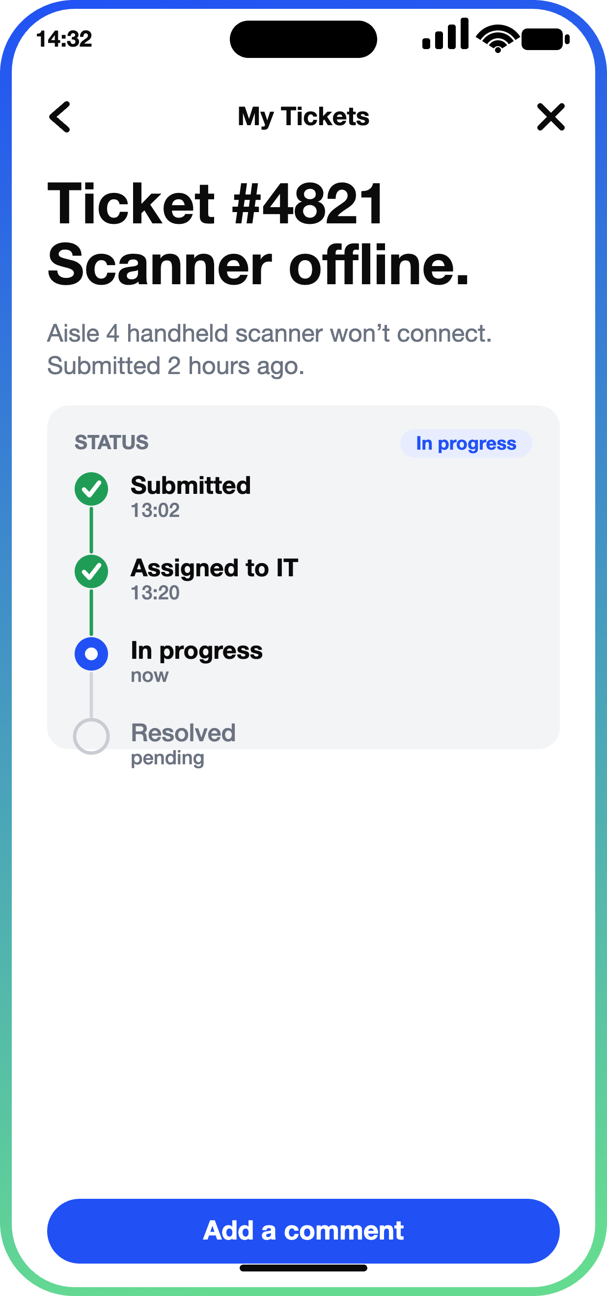 IT Ticket Status Update app