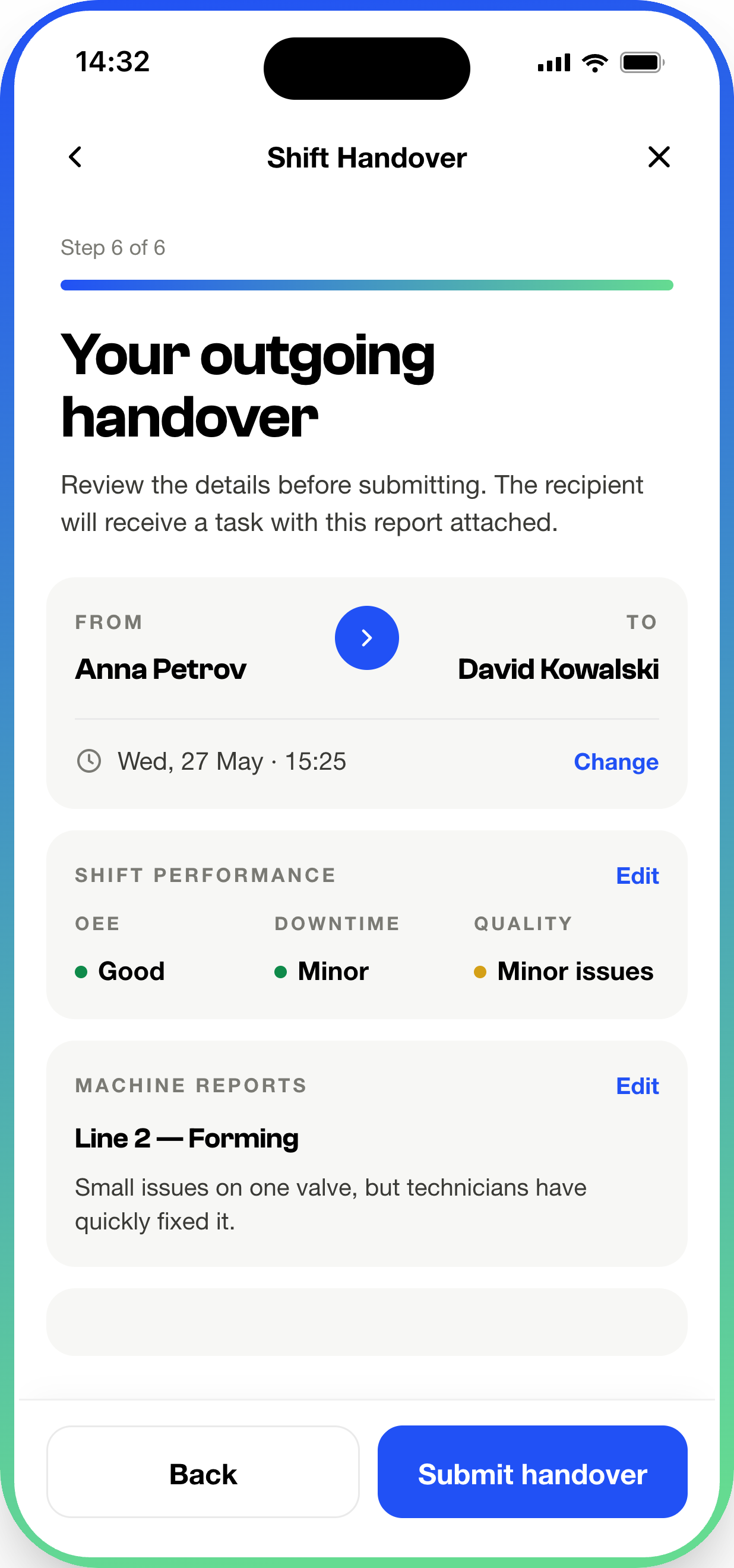 Shift Handover app